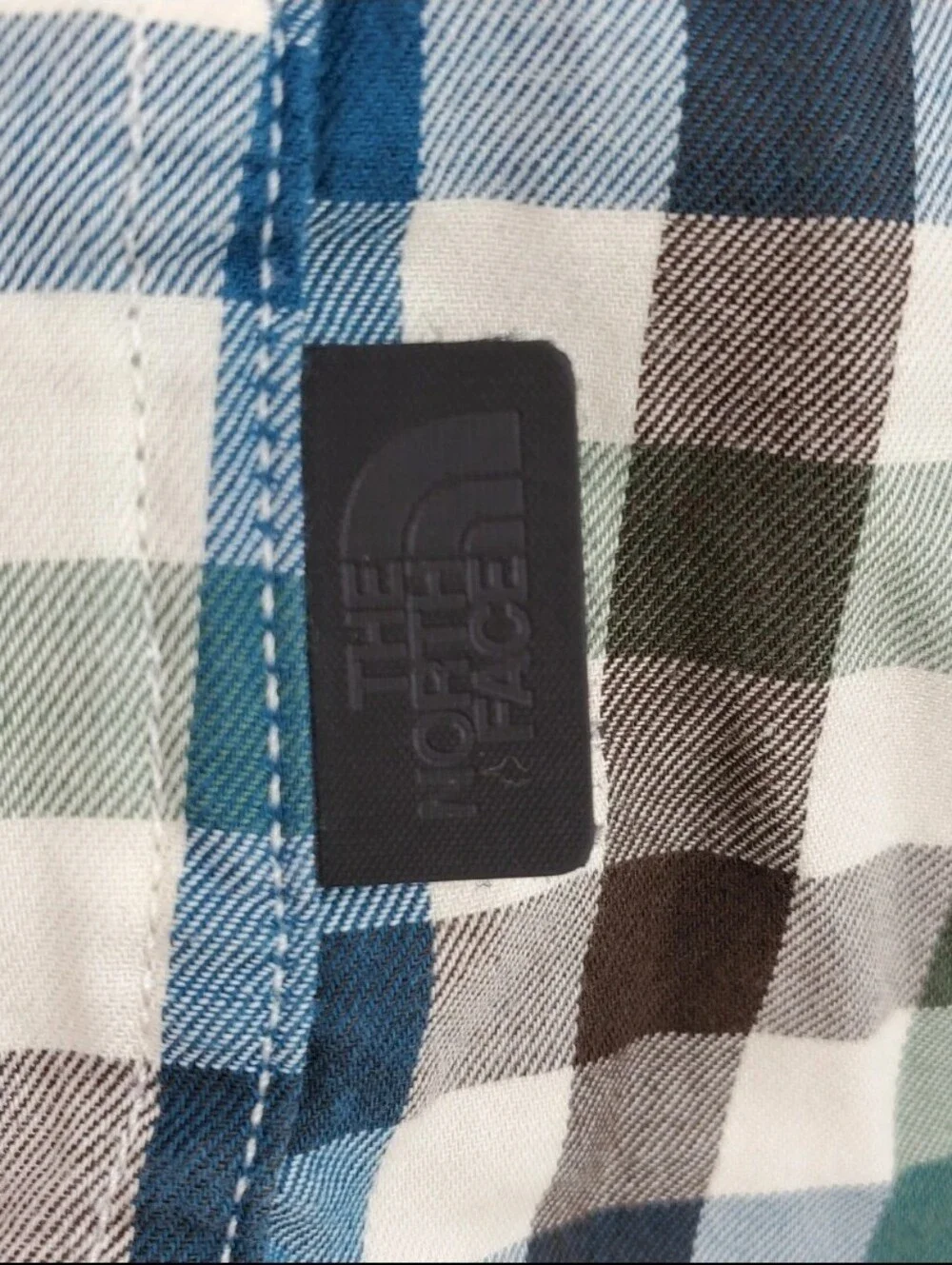 The North Face Mens L Green Blue Brown Checkered Long Sleeve Button Up Shirt